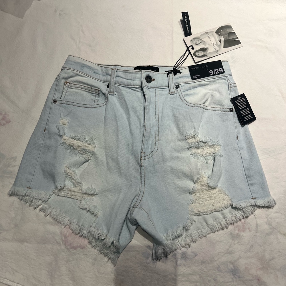 Kendall & Kylie Light Wash “The Icon” Denim Shorts